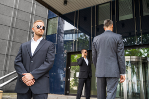 Bodyguard securing an area